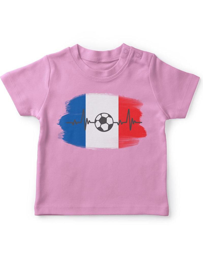 Baby / Kinder T-Shirt mit Spruch Frankreich Flagge mit Fussball - von Mikalino