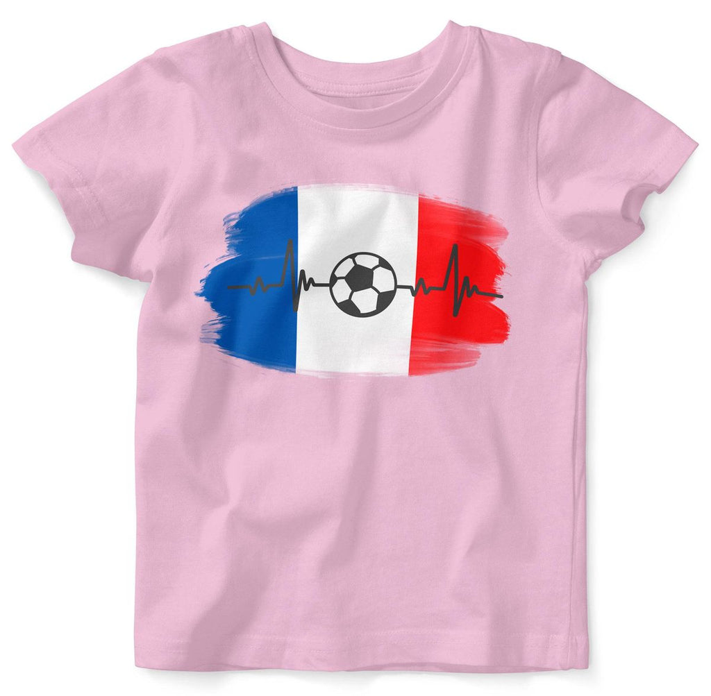 Baby / Kinder T-Shirt mit Spruch Frankreich Flagge mit Fussball - von Mikalino