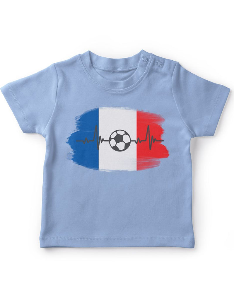 Baby / Kinder T-Shirt mit Spruch Frankreich Flagge mit Fussball - von Mikalino