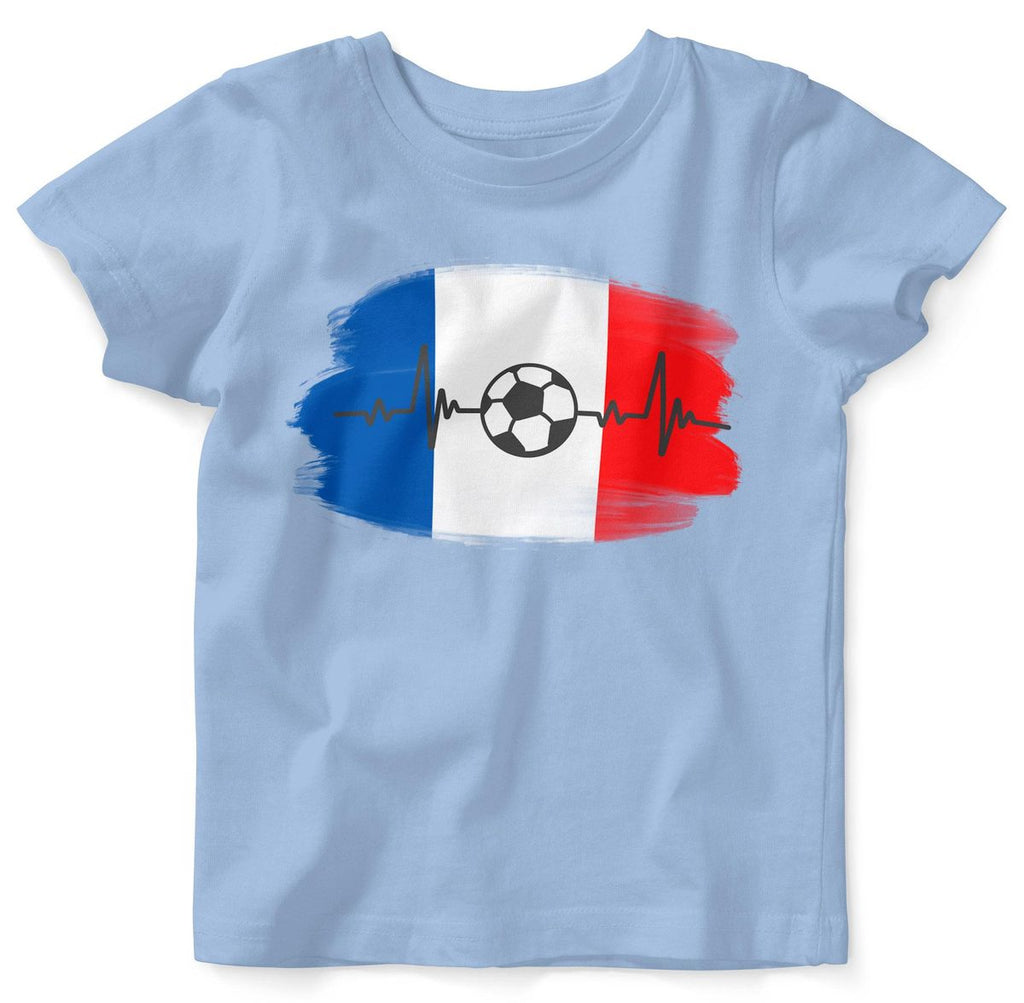 Baby / Kinder T-Shirt mit Spruch Frankreich Flagge mit Fussball - von Mikalino