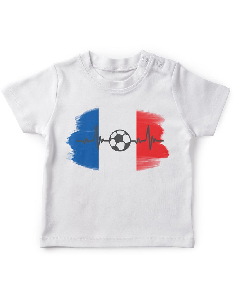 Baby / Kinder T-Shirt mit Spruch Frankreich Flagge mit Fussball - von Mikalino