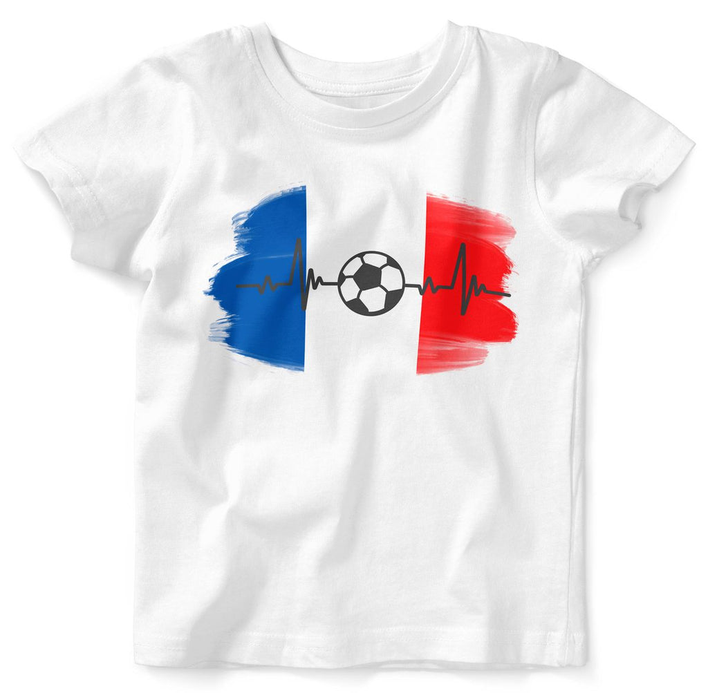 Baby / Kinder T-Shirt mit Spruch Frankreich Flagge mit Fussball - von Mikalino