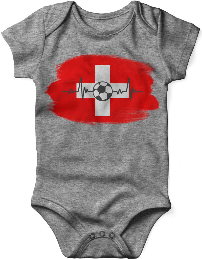 Babybody mit Spruch Schweiz Flagge mit Fussball - von Mikalino