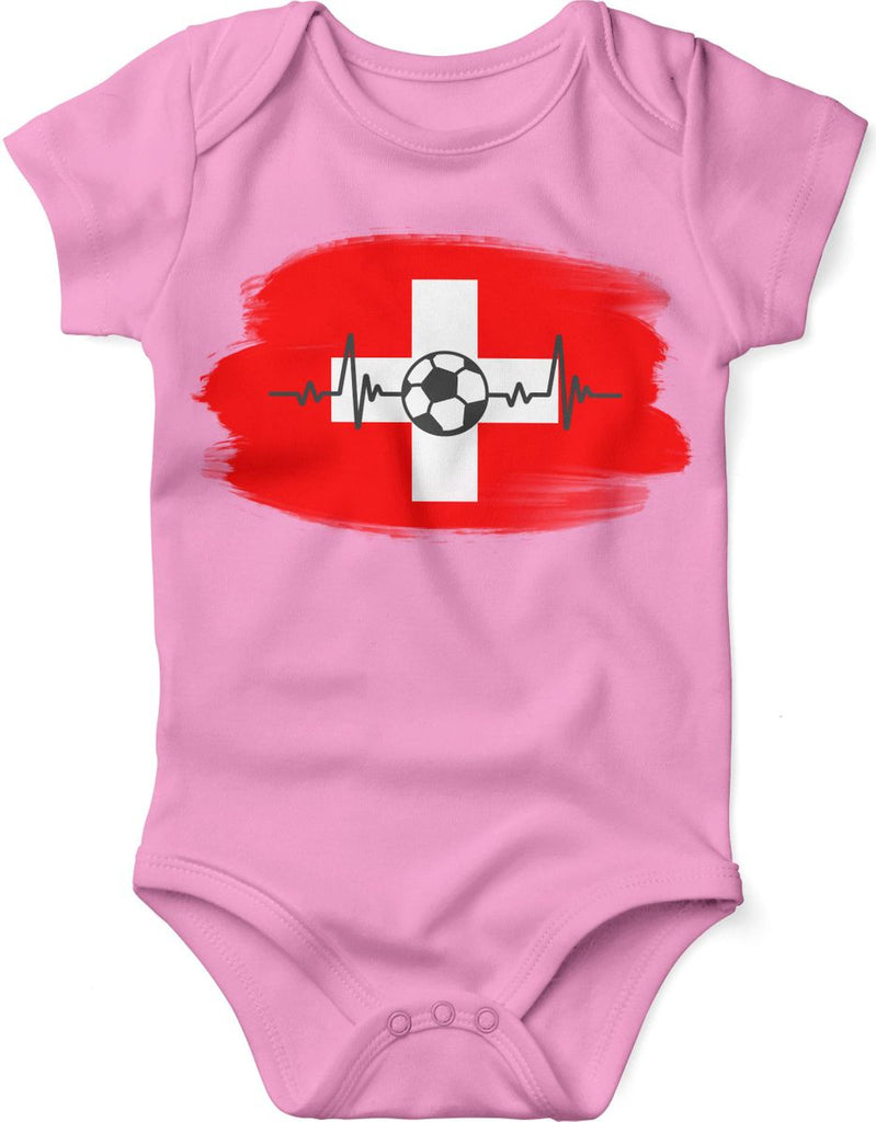 Babybody mit Spruch Schweiz Flagge mit Fussball - von Mikalino