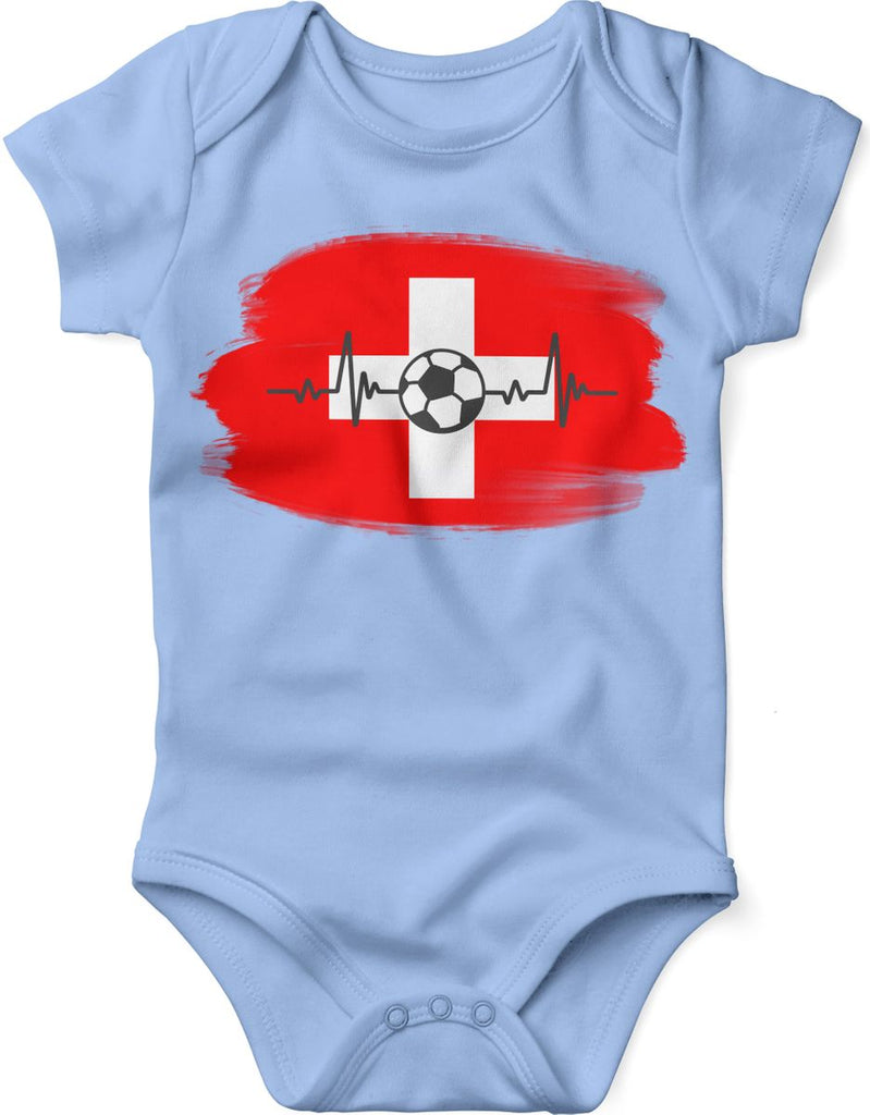 Babybody mit Spruch Schweiz Flagge mit Fussball - von Mikalino