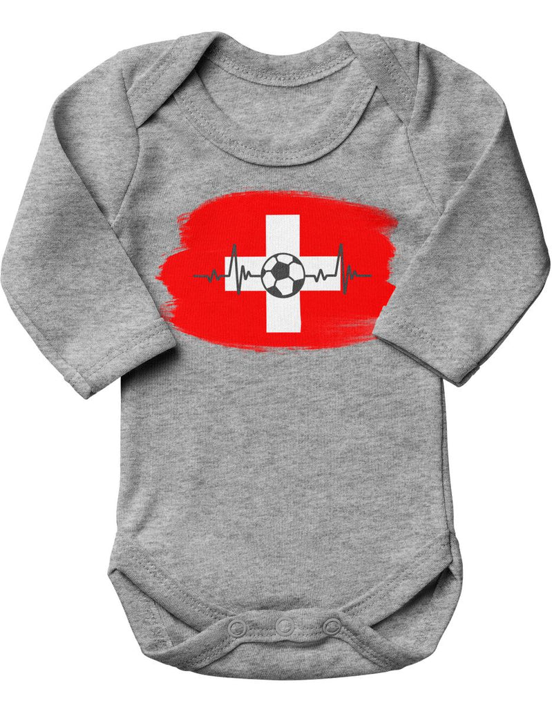 Babybody mit Spruch Schweiz Flagge mit Fussball - von Mikalino