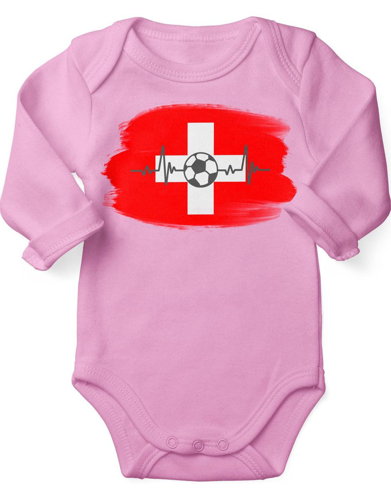 Babybody mit Spruch Schweiz Flagge mit Fussball - von Mikalino