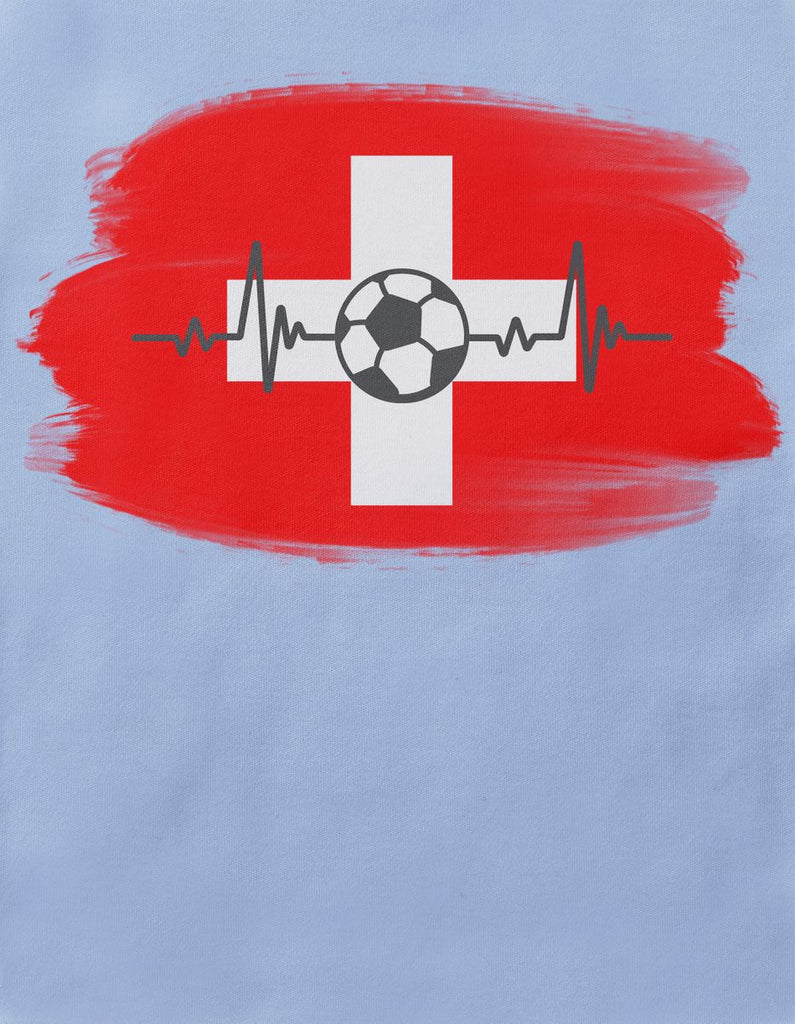 Baby / Kinder T-Shirt mit Spruch Schweiz Flagge mit Fussball - von Mikalino