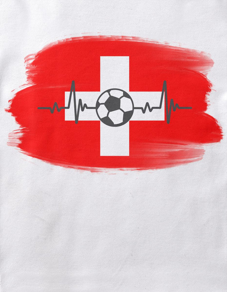 Baby / Kinder T-Shirt mit Spruch Schweiz Flagge mit Fussball - von Mikalino