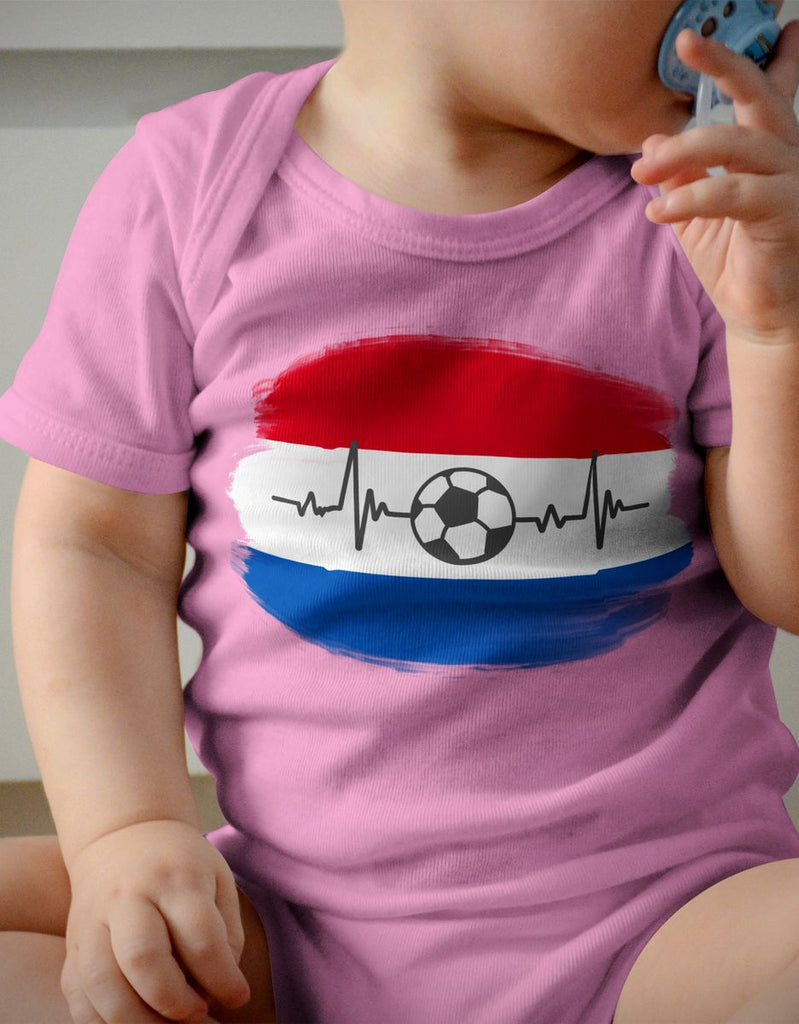 Babybody mit Spruch Niederlande Flagge mit Fussball - von Mikalino