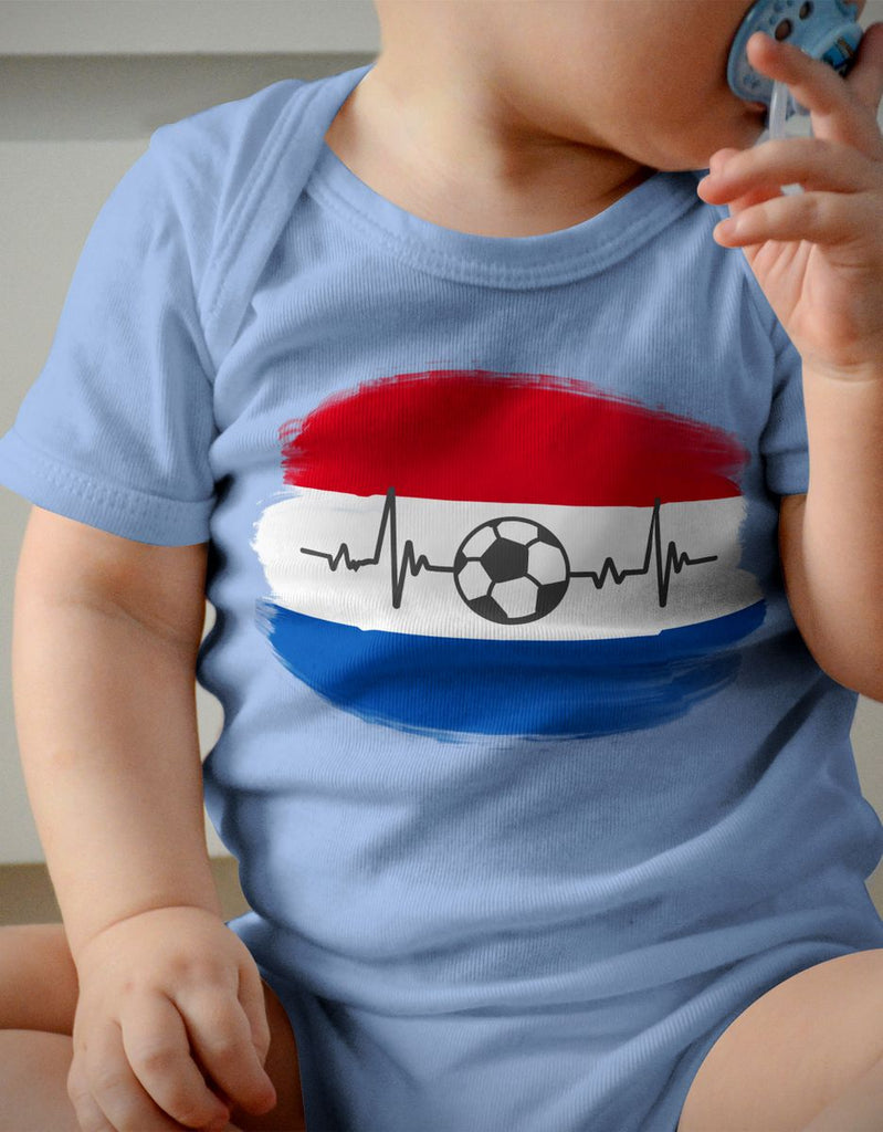 Babybody mit Spruch Niederlande Flagge mit Fussball - von Mikalino