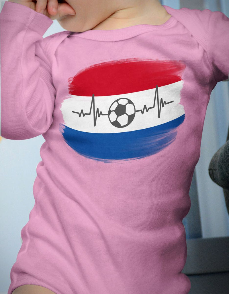 Babybody mit Spruch Niederlande Flagge mit Fussball - von Mikalino