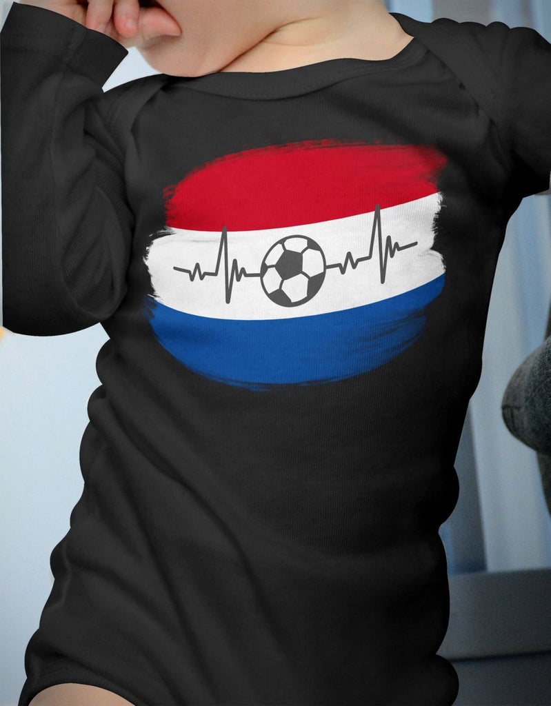 Babybody mit Spruch Niederlande Flagge mit Fussball - von Mikalino