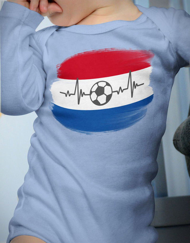 Babybody mit Spruch Niederlande Flagge mit Fussball - von Mikalino