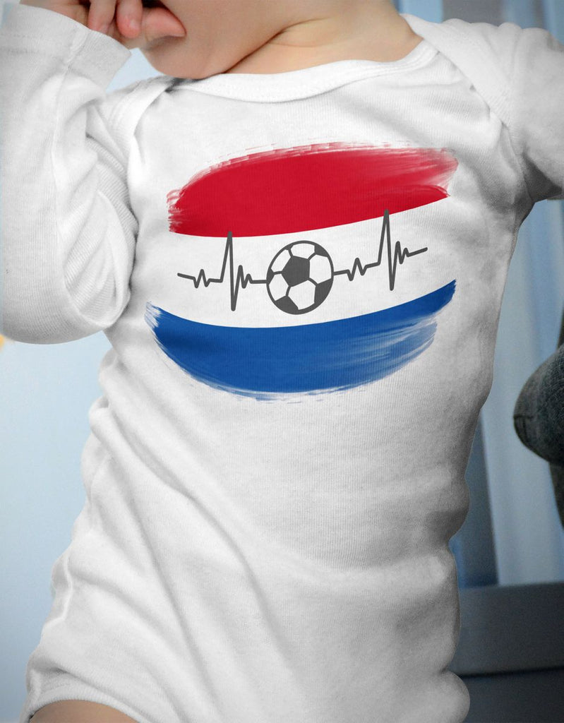 Babybody mit Spruch Niederlande Flagge mit Fussball - von Mikalino