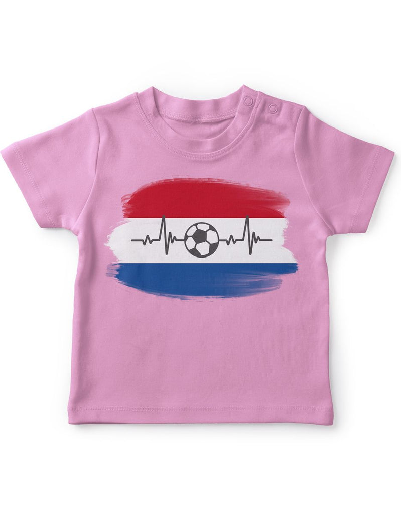 Baby / Kinder T-Shirt mit Spruch Niederlande Flagge mit Fussball - von Mikalino