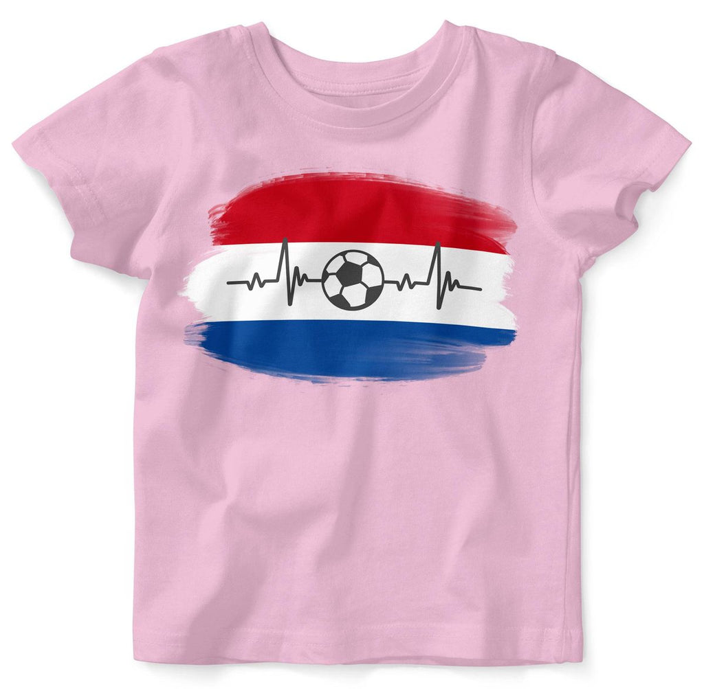 Baby / Kinder T-Shirt mit Spruch Niederlande Flagge mit Fussball - von Mikalino