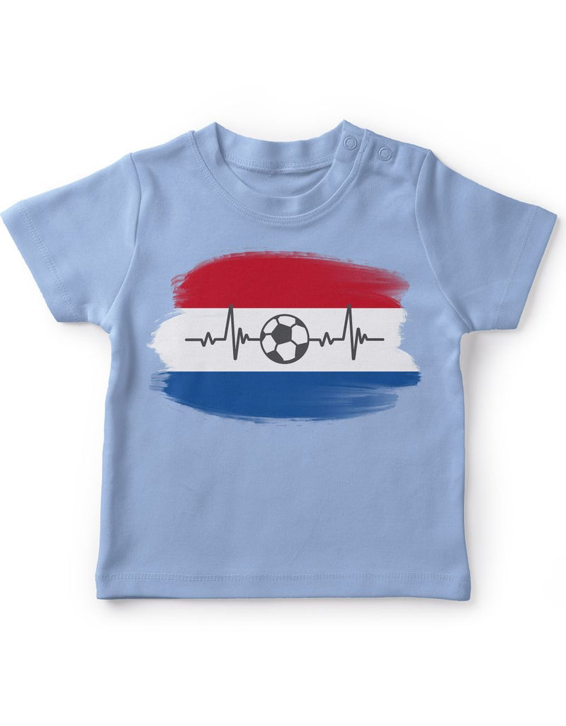 Baby / Kinder T-Shirt mit Spruch Niederlande Flagge mit Fussball - von Mikalino