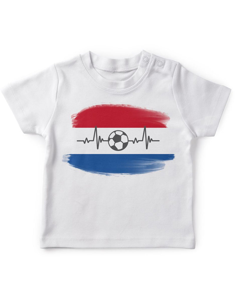 Baby / Kinder T-Shirt mit Spruch Niederlande Flagge mit Fussball - von Mikalino