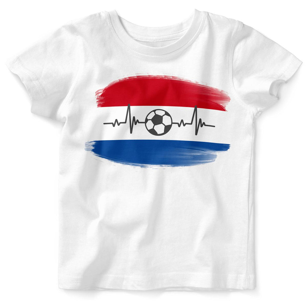 Baby / Kinder T-Shirt mit Spruch Niederlande Flagge mit Fussball - von Mikalino