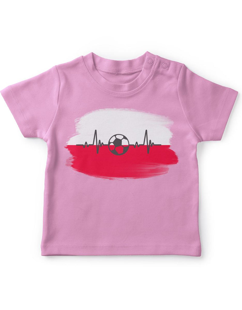 Baby / Kinder T-Shirt mit Spruch Polen Flagge mit Fussball - von Mikalino