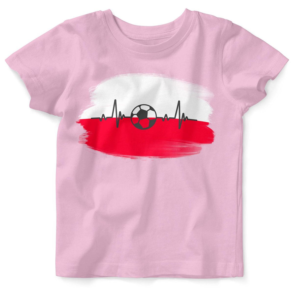 Baby / Kinder T-Shirt mit Spruch Polen Flagge mit Fussball - von Mikalino