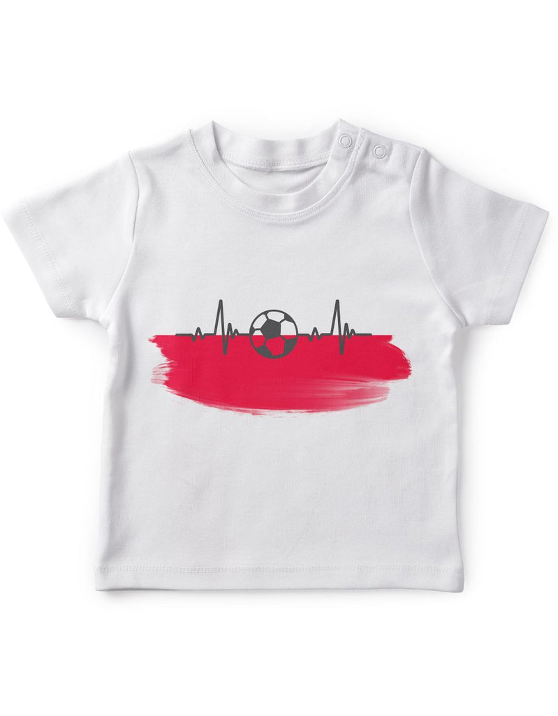 Baby / Kinder T-Shirt mit Spruch Polen Flagge mit Fussball - von Mikalino