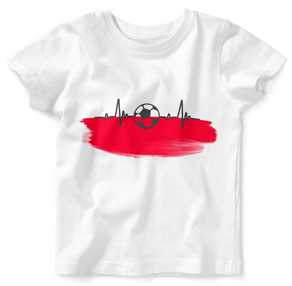 Baby / Kinder T-Shirt mit Spruch Polen Flagge mit Fussball - von Mikalino