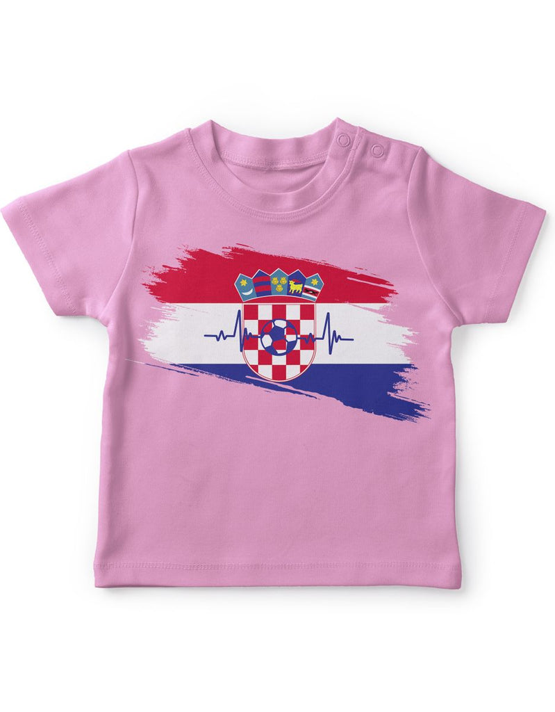 Baby / Kinder T-Shirt mit Spruch Kroatien Flagge mit Fussball - von Mikalino