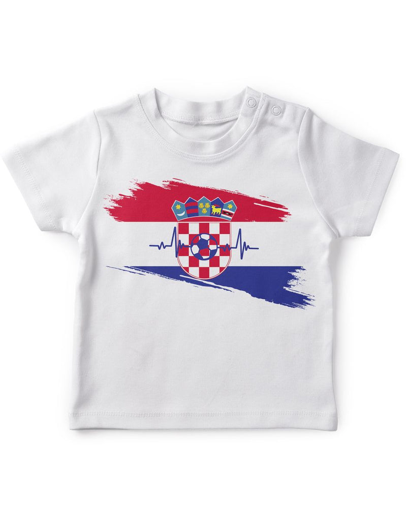 Baby / Kinder T-Shirt mit Spruch Kroatien Flagge mit Fussball - von Mikalino