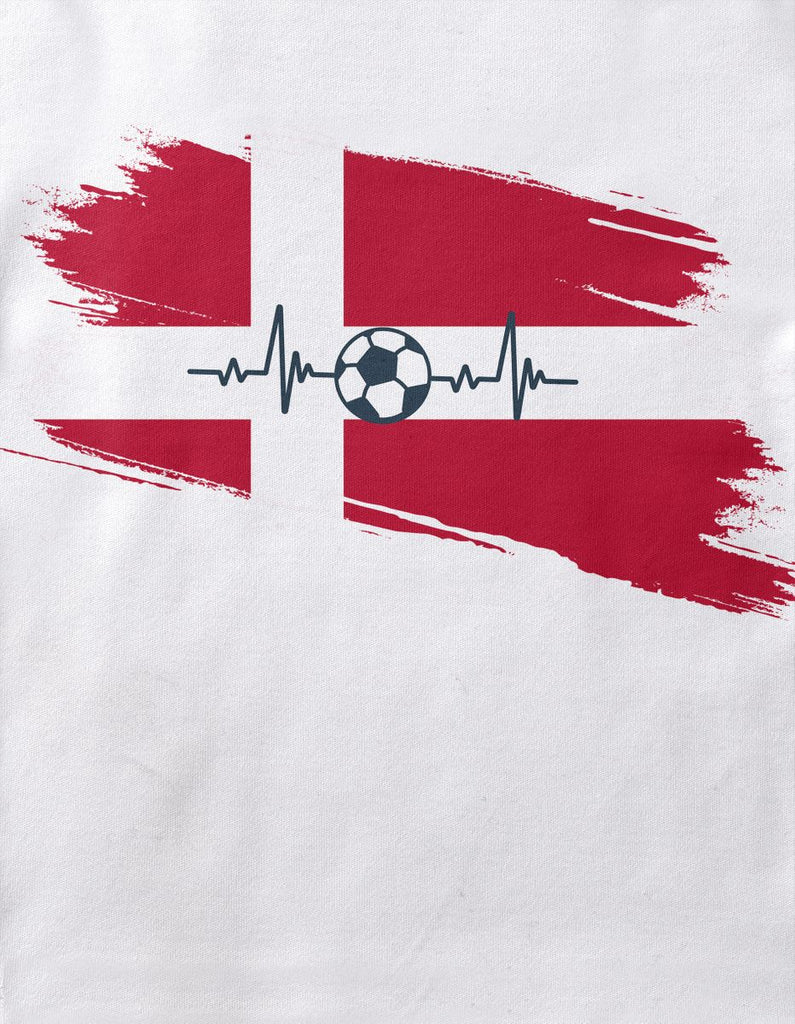 Baby / Kinder T-Shirt mit Spruch Dänemark Flagge mit Fussball - von Mikalino