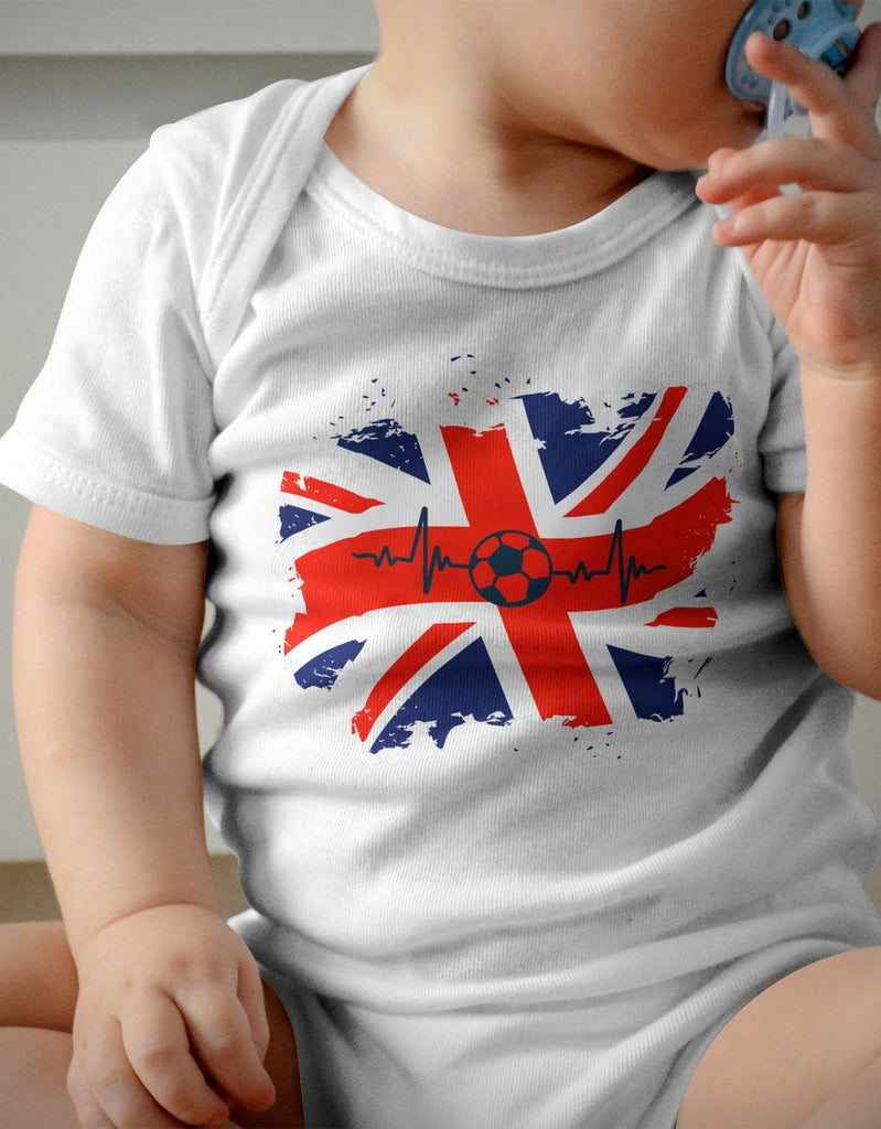 Babybody mit Spruch England Flagge mit Fussball - von Mikalino