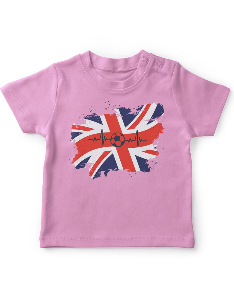 Baby / Kinder T-Shirt mit Spruch England Flagge mit Fussball - von Mikalino