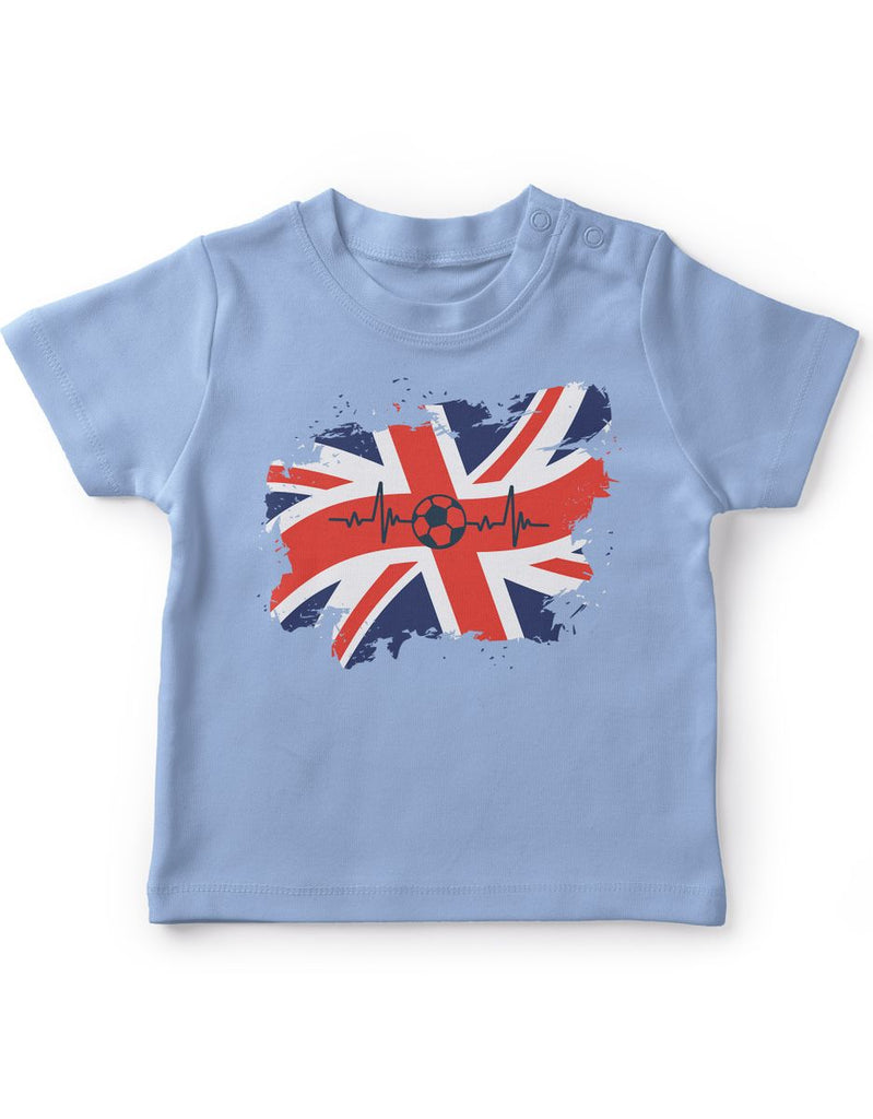 Baby / Kinder T-Shirt mit Spruch England Flagge mit Fussball - von Mikalino