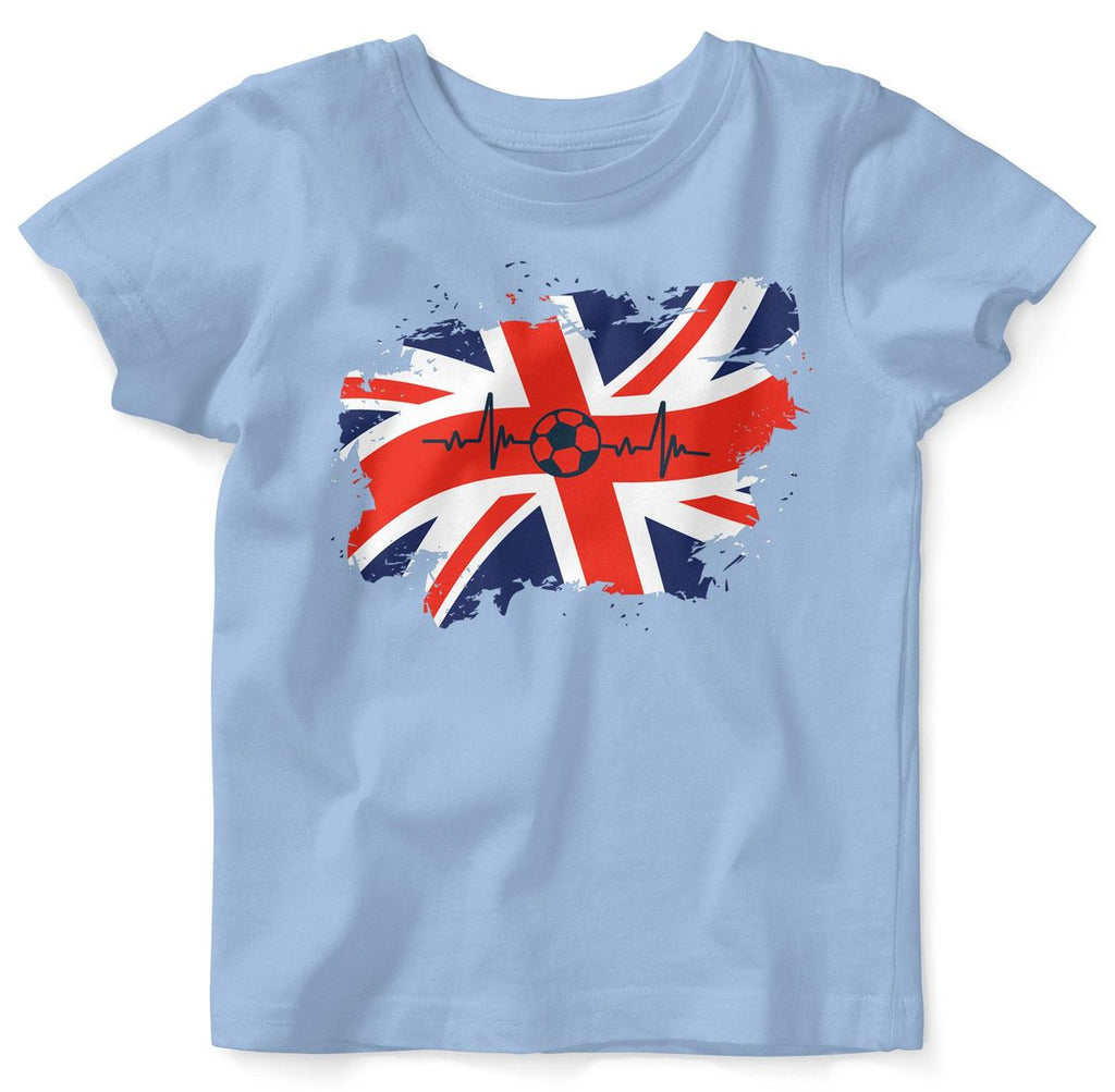 Baby / Kinder T-Shirt mit Spruch England Flagge mit Fussball - von Mikalino