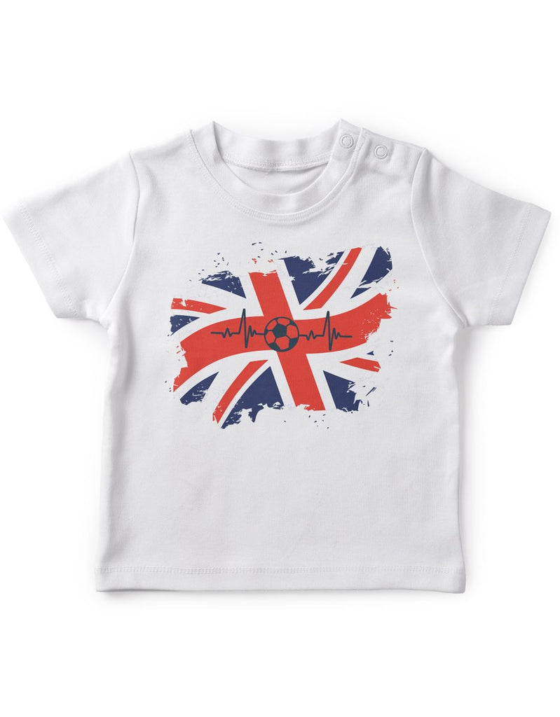 Baby / Kinder T-Shirt mit Spruch England Flagge mit Fussball - von Mikalino