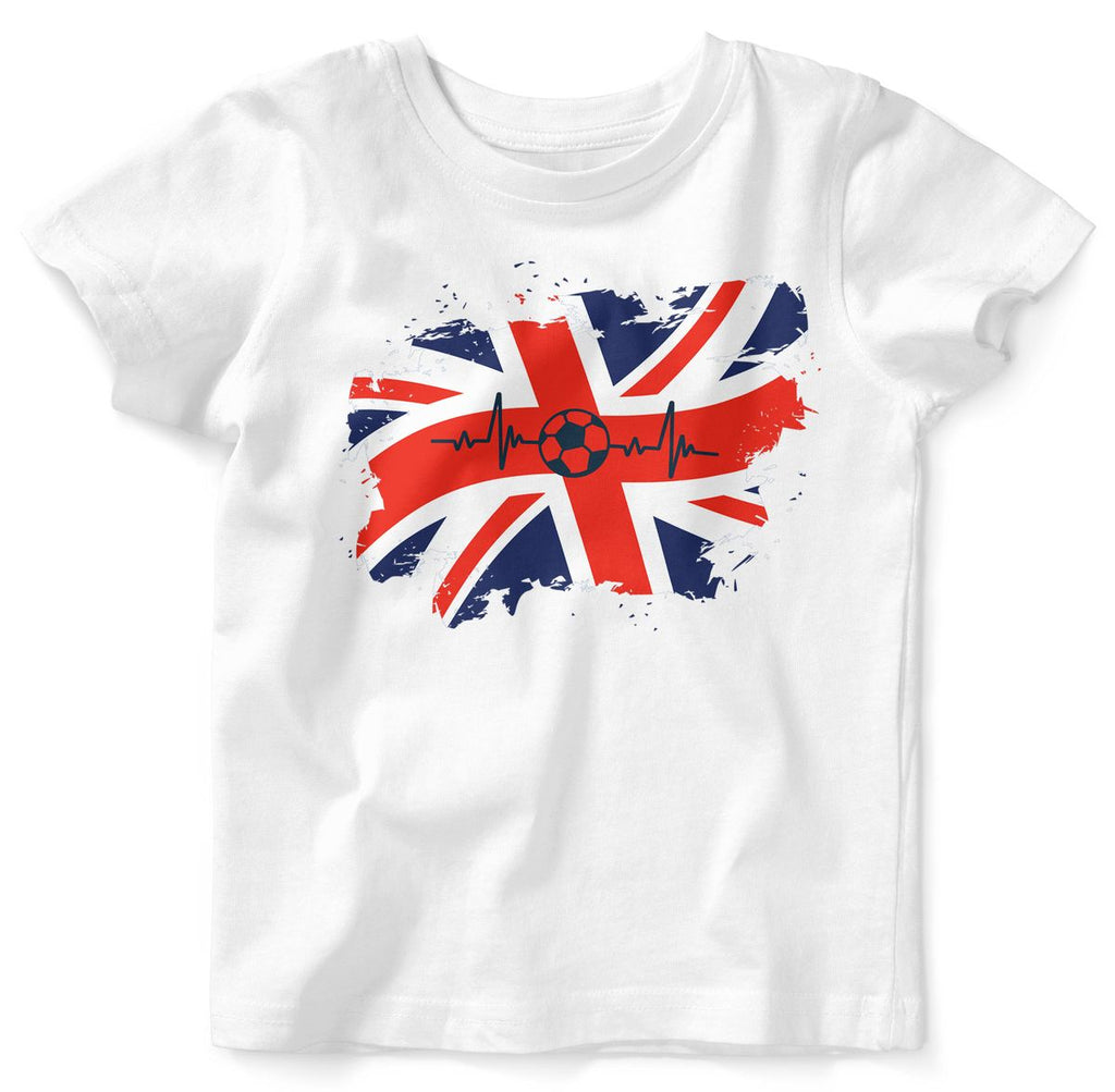 Baby / Kinder T-Shirt mit Spruch England Flagge mit Fussball - von Mikalino