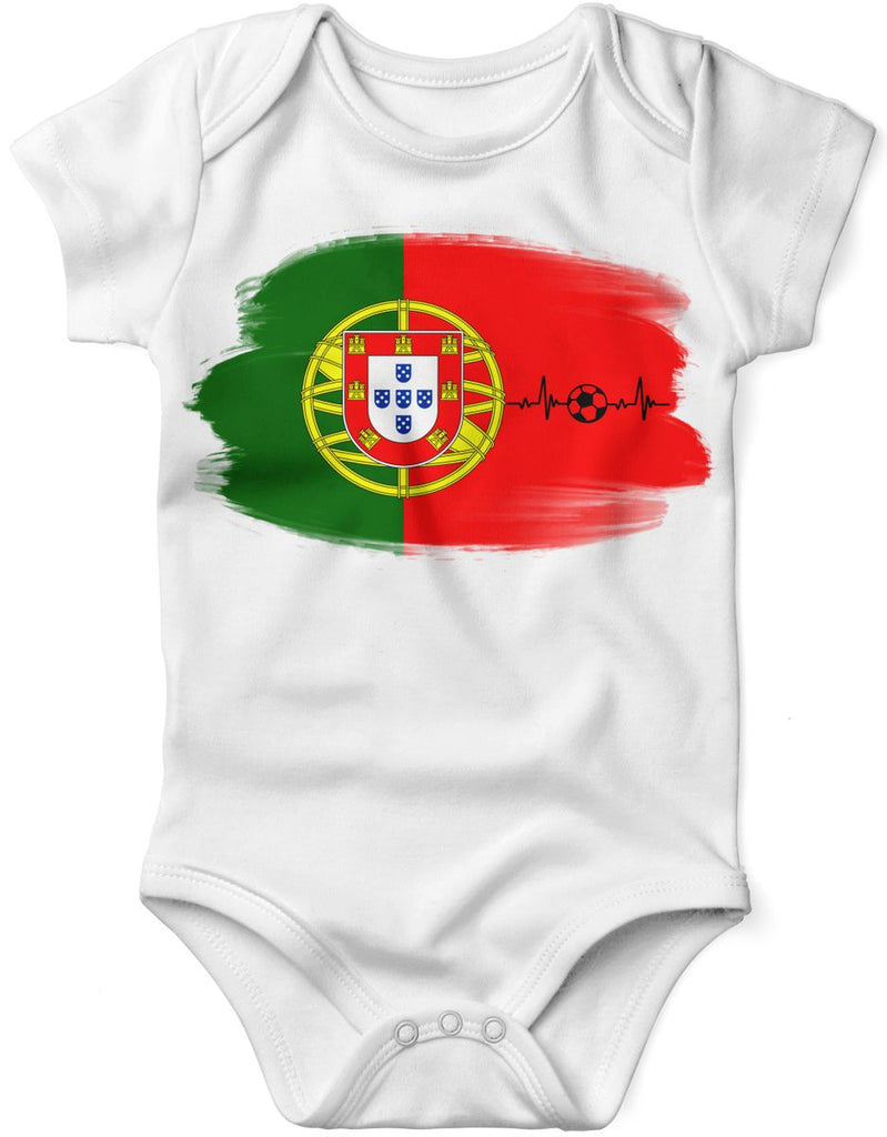 Babybody mit Spruch Portugal Flagge mit Fussball - von Mikalino