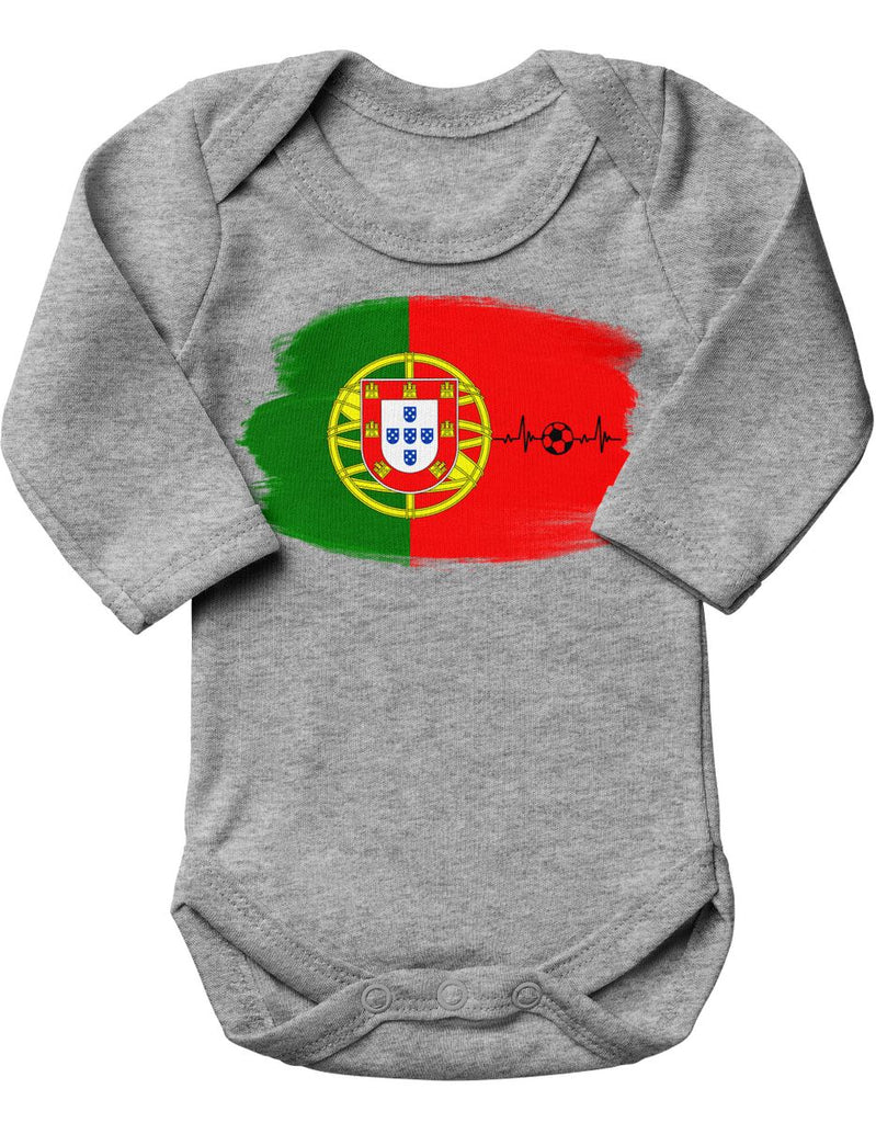 Babybody mit Spruch Portugal Flagge mit Fussball - von Mikalino