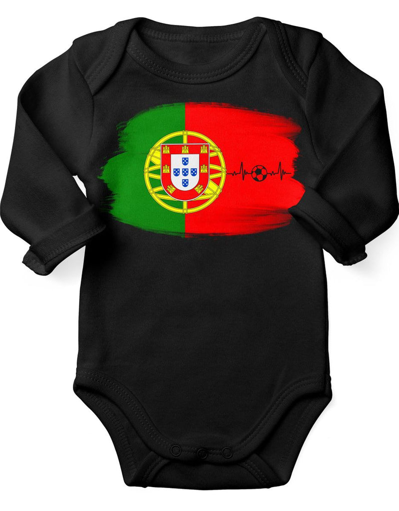 Babybody mit Spruch Portugal Flagge mit Fussball - von Mikalino