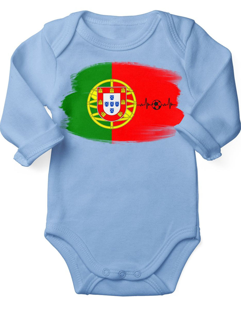 Babybody mit Spruch Portugal Flagge mit Fussball - von Mikalino