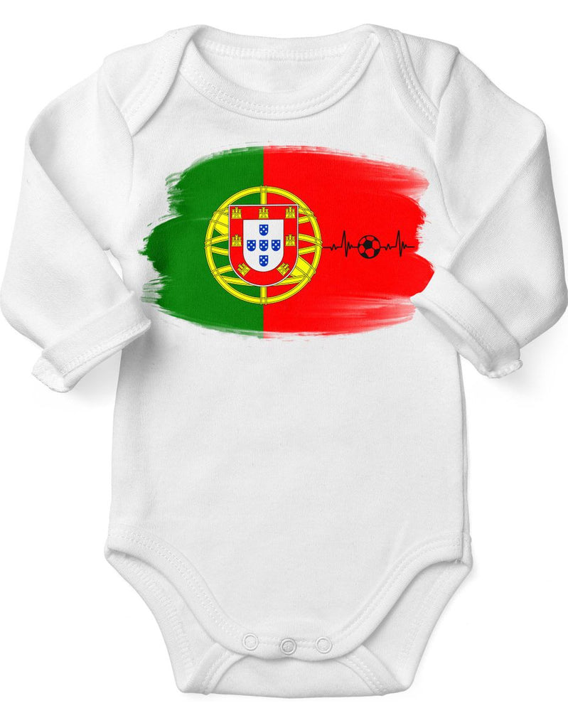 Babybody mit Spruch Portugal Flagge mit Fussball - von Mikalino