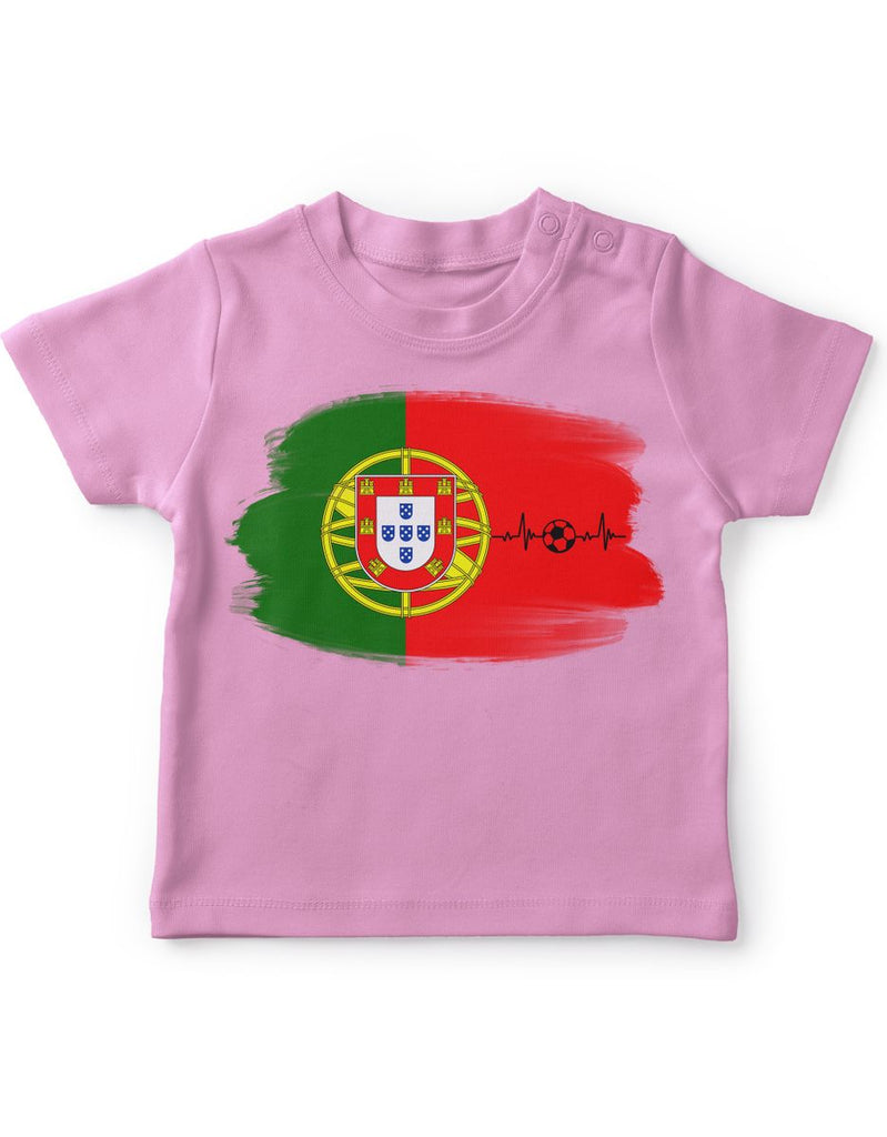 Baby / Kinder T-Shirt mit Spruch Portugal Flagge mit Fussball - von Mikalino