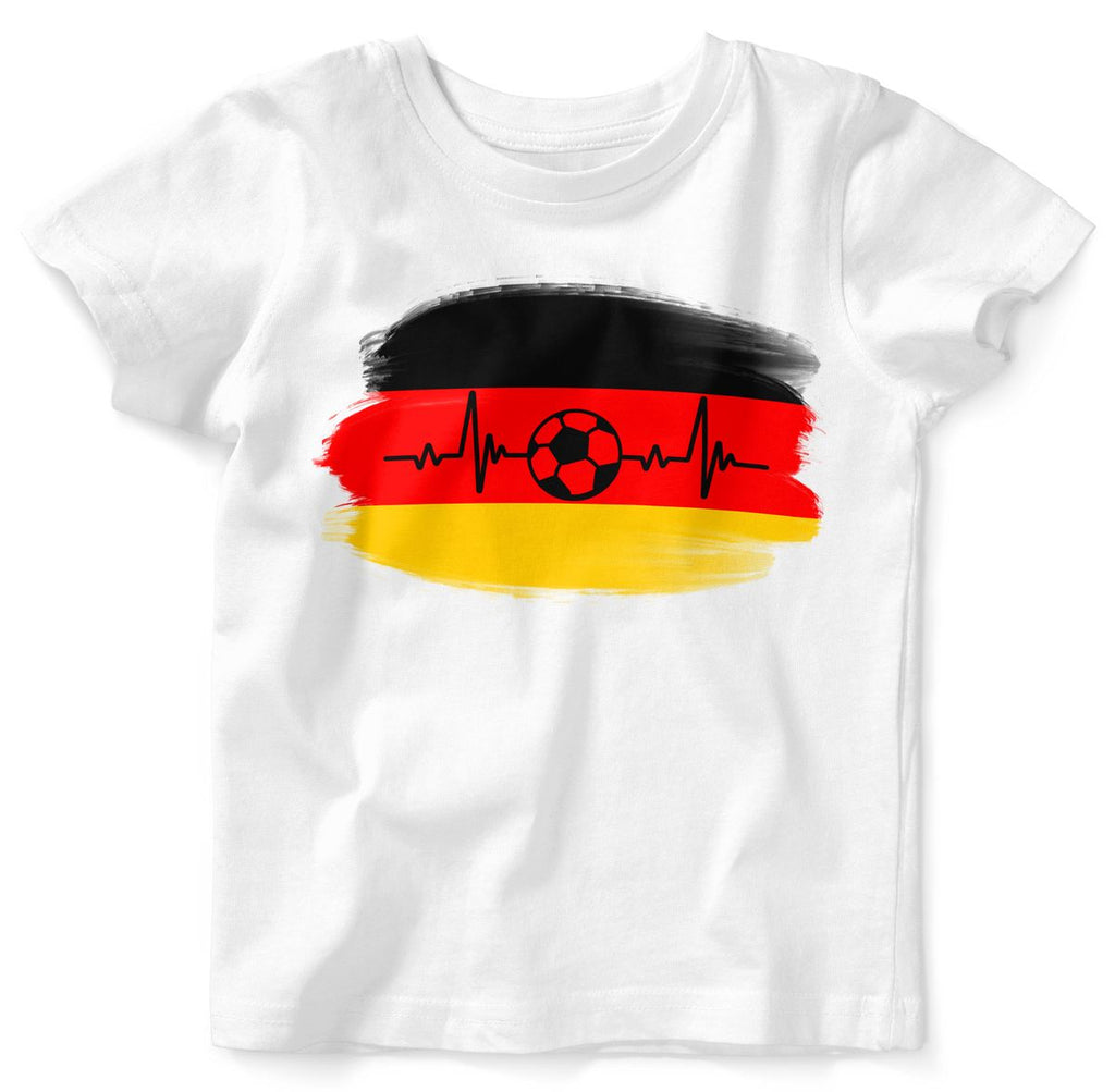 Baby / Kinder T-Shirt mit Spruch Deutschland Flagge mit Fussball - von Mikalino