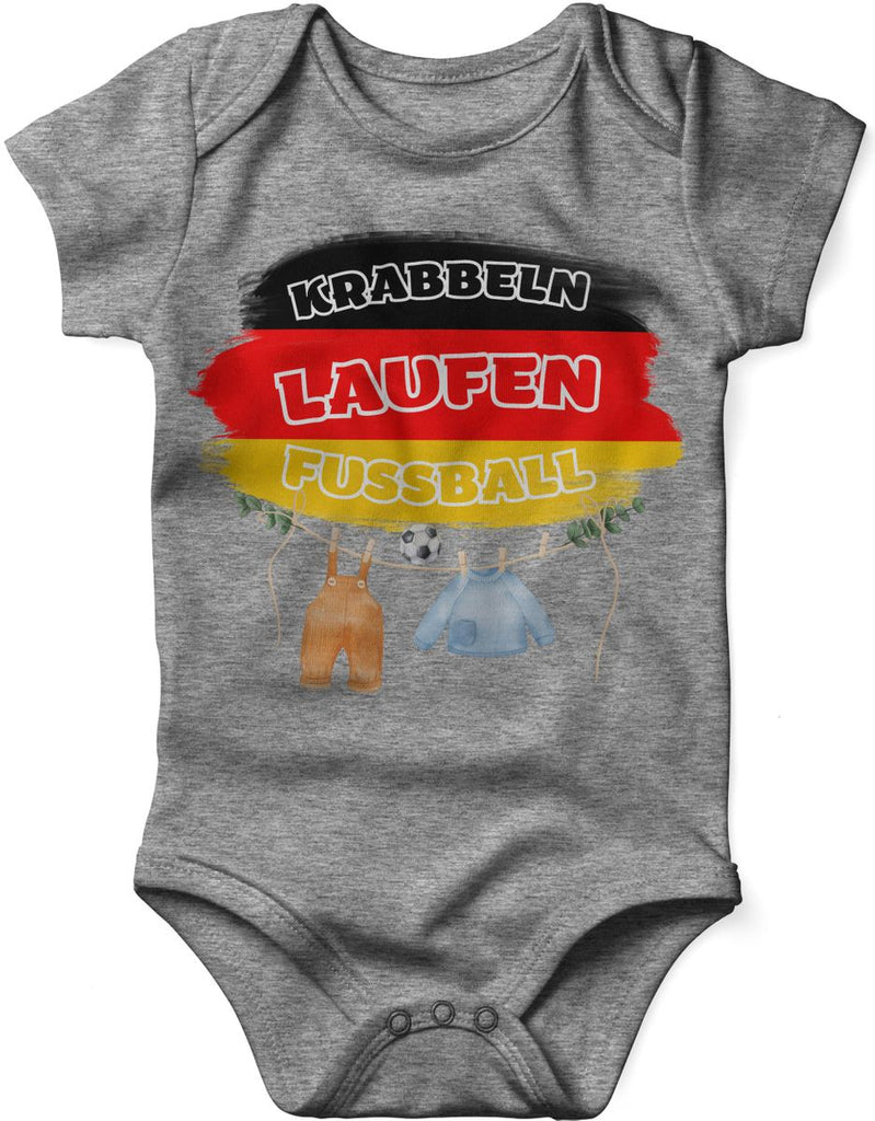 Babybody mit Spruch Krabbeln Laufen Fussball Deutschland mit Babykleidung - von Mikalino