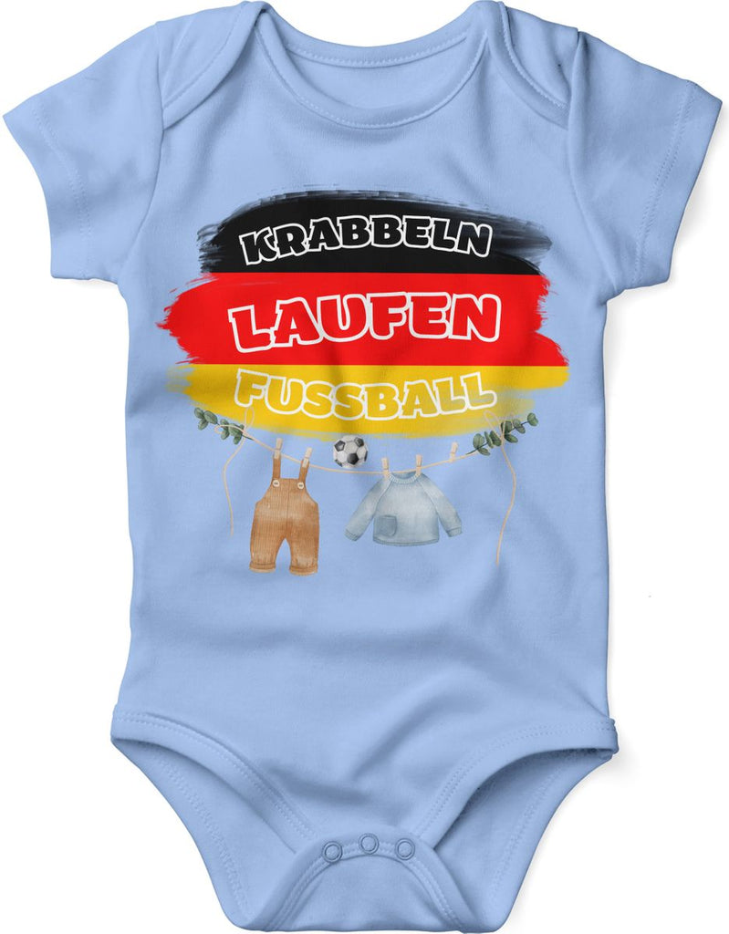 Babybody mit Spruch Krabbeln Laufen Fussball Deutschland mit Babykleidung - von Mikalino