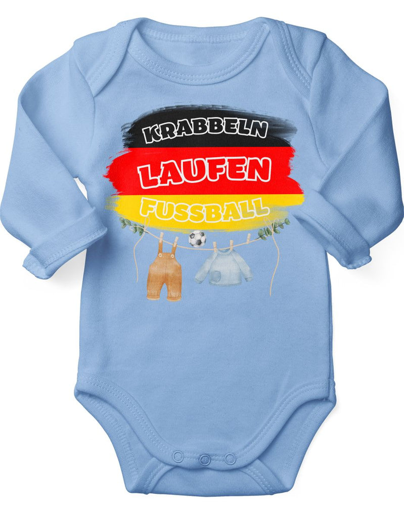 Babybody mit Spruch Krabbeln Laufen Fussball Deutschland mit Babykleidung - von Mikalino