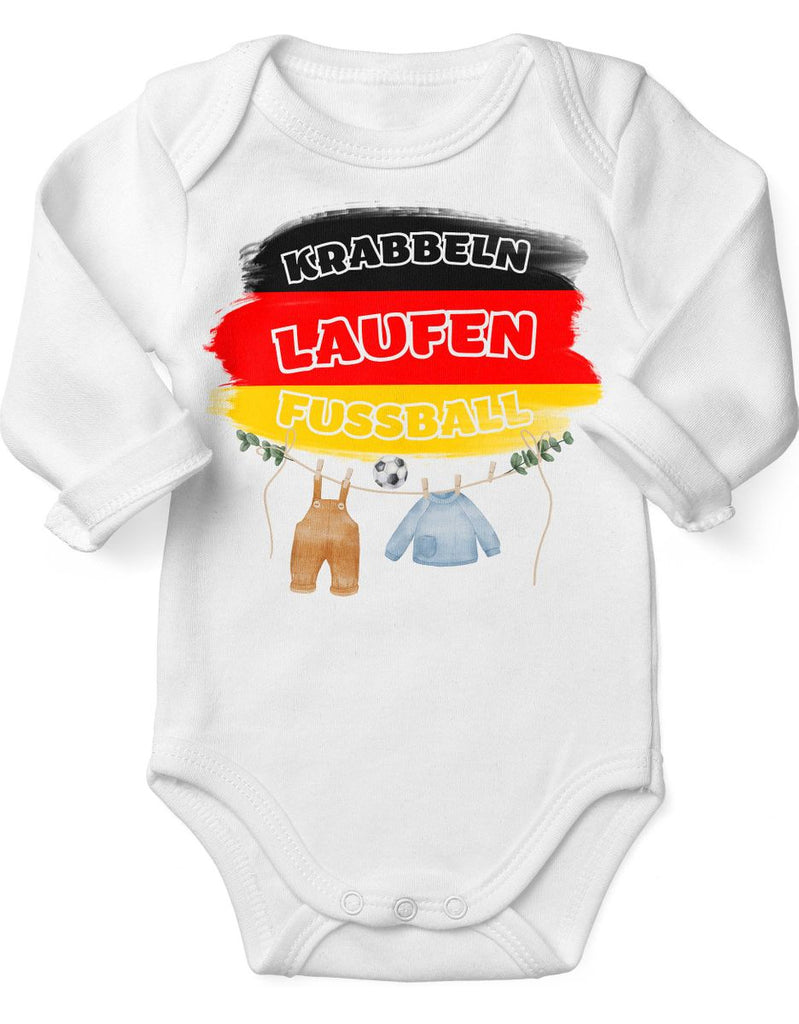 Babybody mit Spruch Krabbeln Laufen Fussball Deutschland mit Babykleidung - von Mikalino