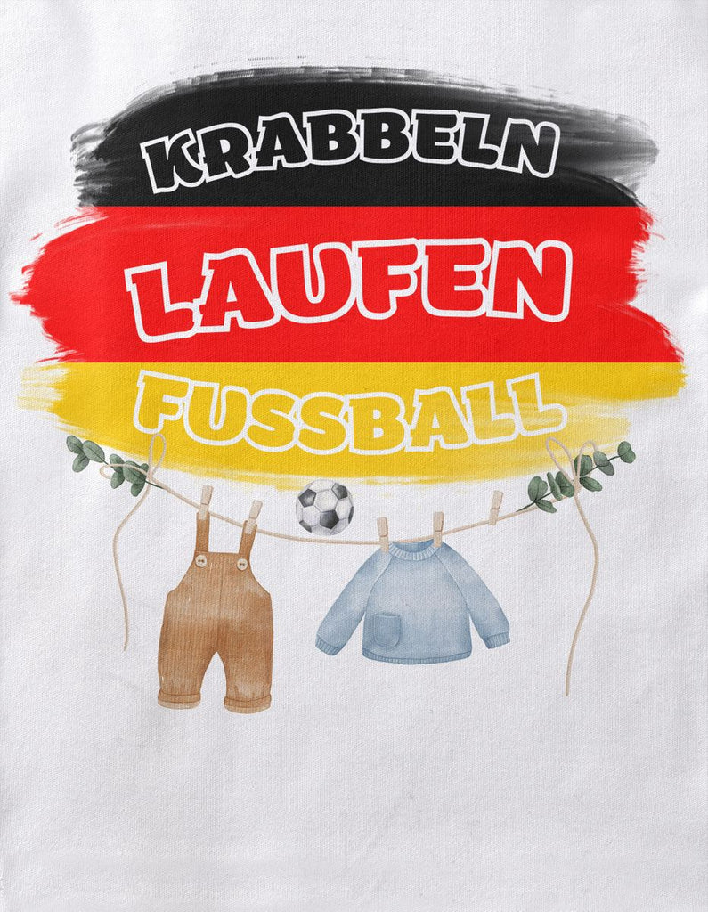 Babybody mit Spruch Krabbeln Laufen Fussball Deutschland mit Babykleidung - von Mikalino