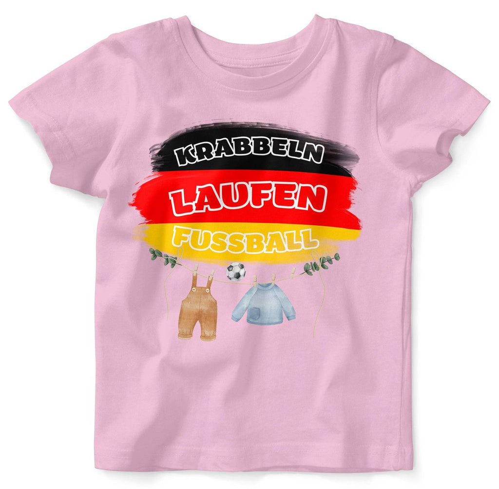 Baby / Kinder T-Shirt mit Spruch Krabbeln Laufen Fussball Deutschland mit Babykleidung - von Mikalino